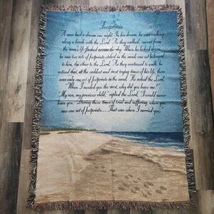 Footprints in the Sand Christian Poem Tapestry Throw Blanket Afghan 49x68"